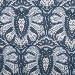 Baumwollstoff Trachtenstoffe Trachten Blumen Ornament Barock groß blau weiß 1,45m Breite