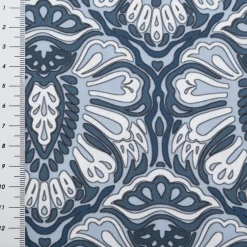 Baumwollstoff Trachtenstoffe Trachten Blumen Ornament Barock groß blau weiß 1,45m Breite