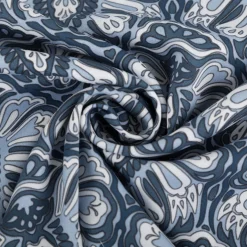 Baumwollstoff Trachtenstoffe Trachten Blumen Ornament Barock groß blau weiß 1,45m Breite