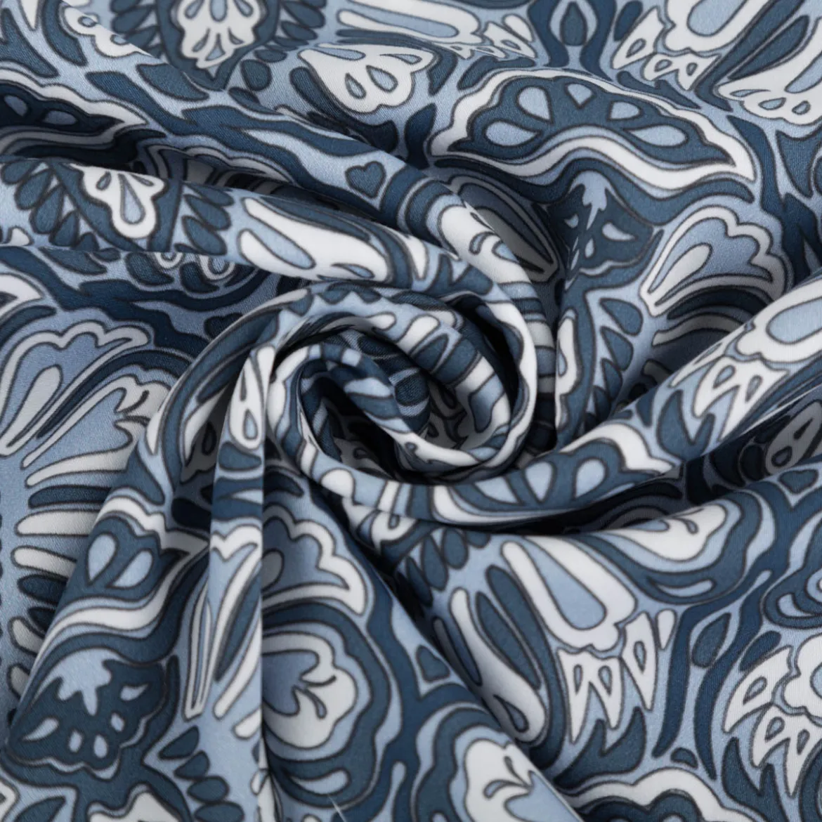 Baumwollstoff Trachtenstoffe Trachten Blumen Ornament Barock groß blau weiß 1,45m Breite