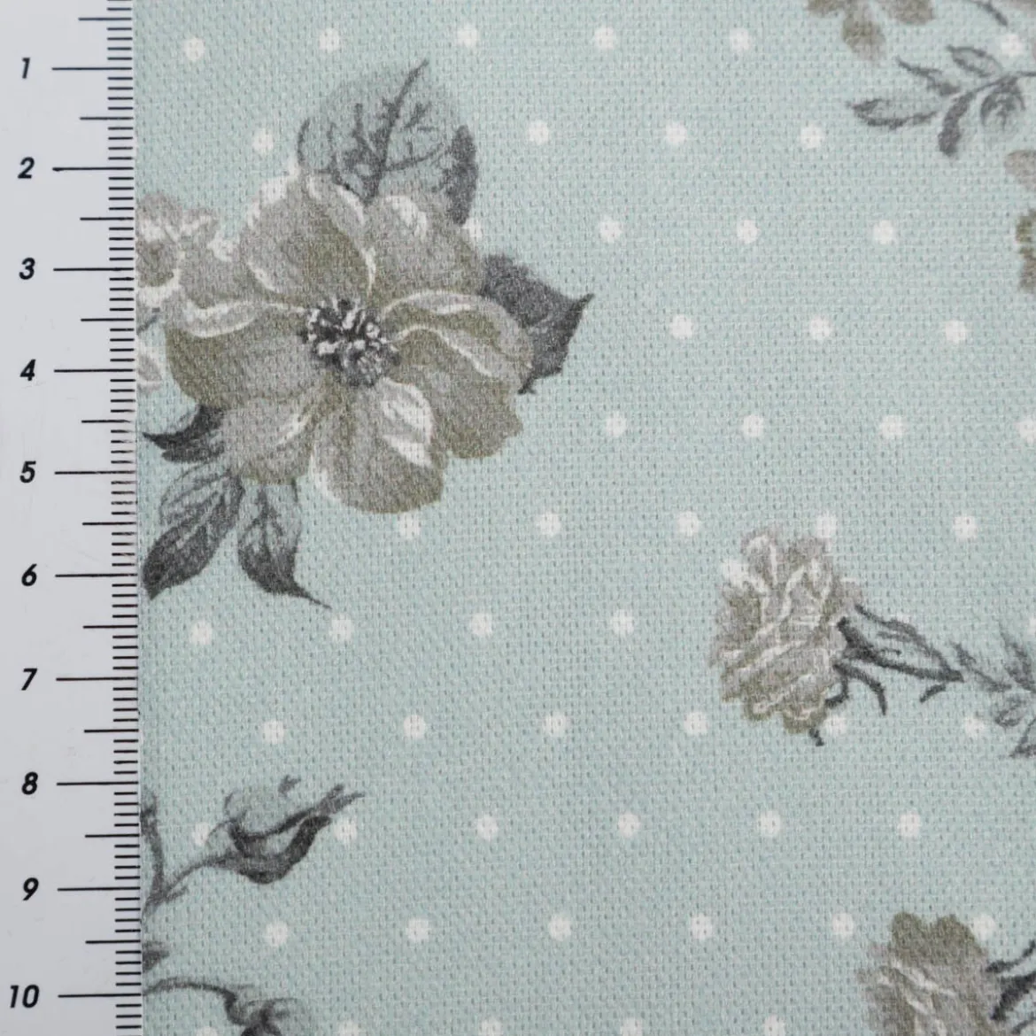 Baumwollstoff Trachtenstoffe Canvas Blumen Punkte hell blau grau 1,40m Breite