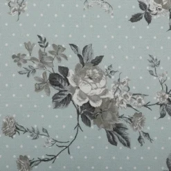 Baumwollstoff Trachtenstoffe Canvas Blumen Punkte hell blau grau 1,40m Breite