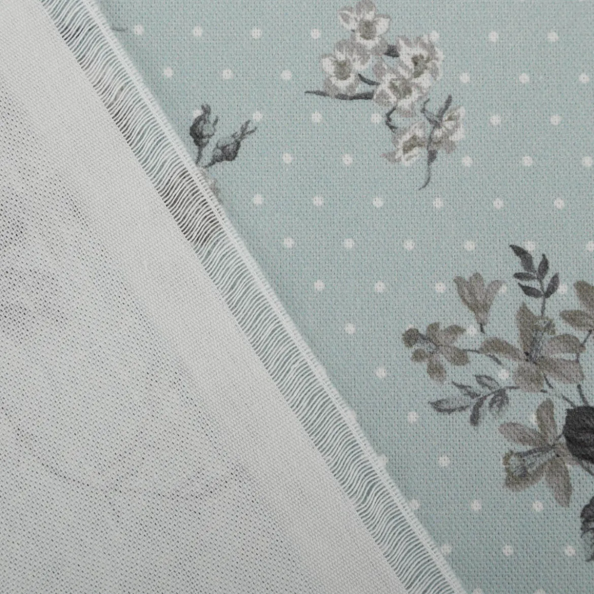 Baumwollstoff Trachtenstoffe Canvas Blumen Punkte hell blau grau 1,40m Breite