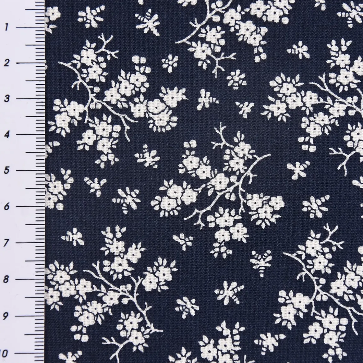 Baumwollstoff Trachtenstoff Blumen dunkelblau weiß 1,4m Breite
