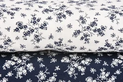 Baumwollstoff Trachtenstoff Blumen dunkelblau weiß 1,4m Breite