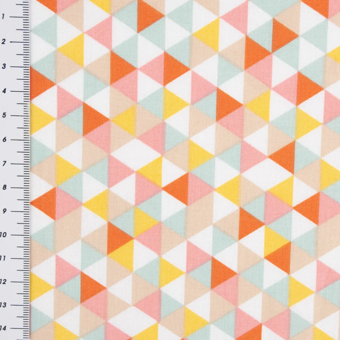 Baumwollstoff TRIMIA Geometrie Dreiecke weiß bunt 1,5m Breite