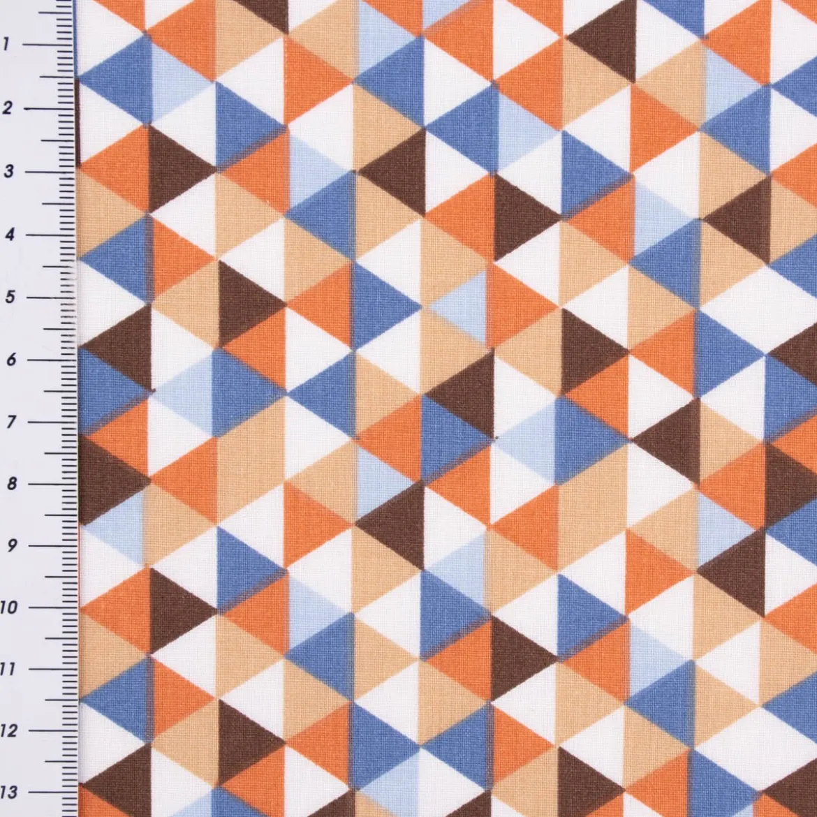 Baumwollstoff Trimia Geometrie Dreiecke weiß blau bunt 1,5m Breite