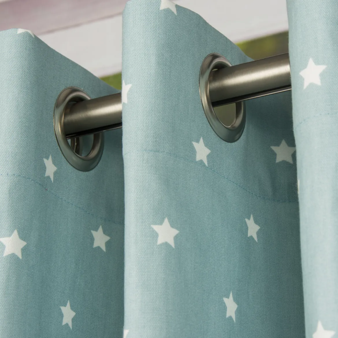 Baumwollstoff Twinkle Sterne graublau weiß Stoff Gardinenstoff Dekostoff