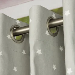 Baumwollstoff Twinkle Sterne grau weiß Stoff Gardinenstoff Dekostoff