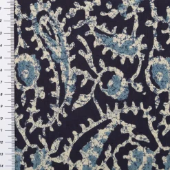 Baumwollstoff Voile Sommerdruck Paisley abstrakt Indigioblau 1,40m Breite