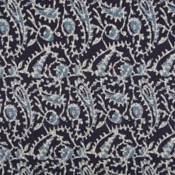 Baumwollstoff Voile Sommerdruck Paisley abstrakt Indigioblau 1,40m Breite