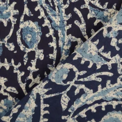 Baumwollstoff Voile Sommerdruck Paisley abstrakt Indigioblau 1,40m Breite
