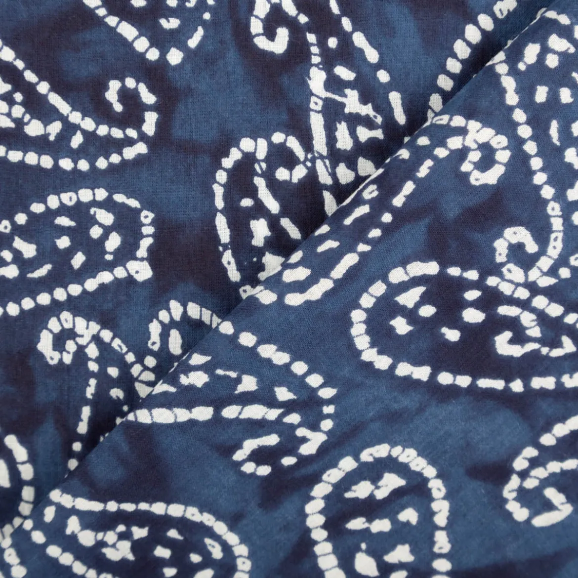Baumwollstoff Voile Sommerdruck Paisley Indigioblau 1,40m Breite