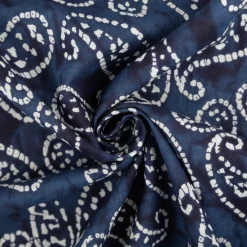 Baumwollstoff Voile Sommerdruck Paisley Indigioblau 1,40m Breite