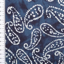 Baumwollstoff Voile Sommerdruck Paisley Indigioblau 1,40m Breite