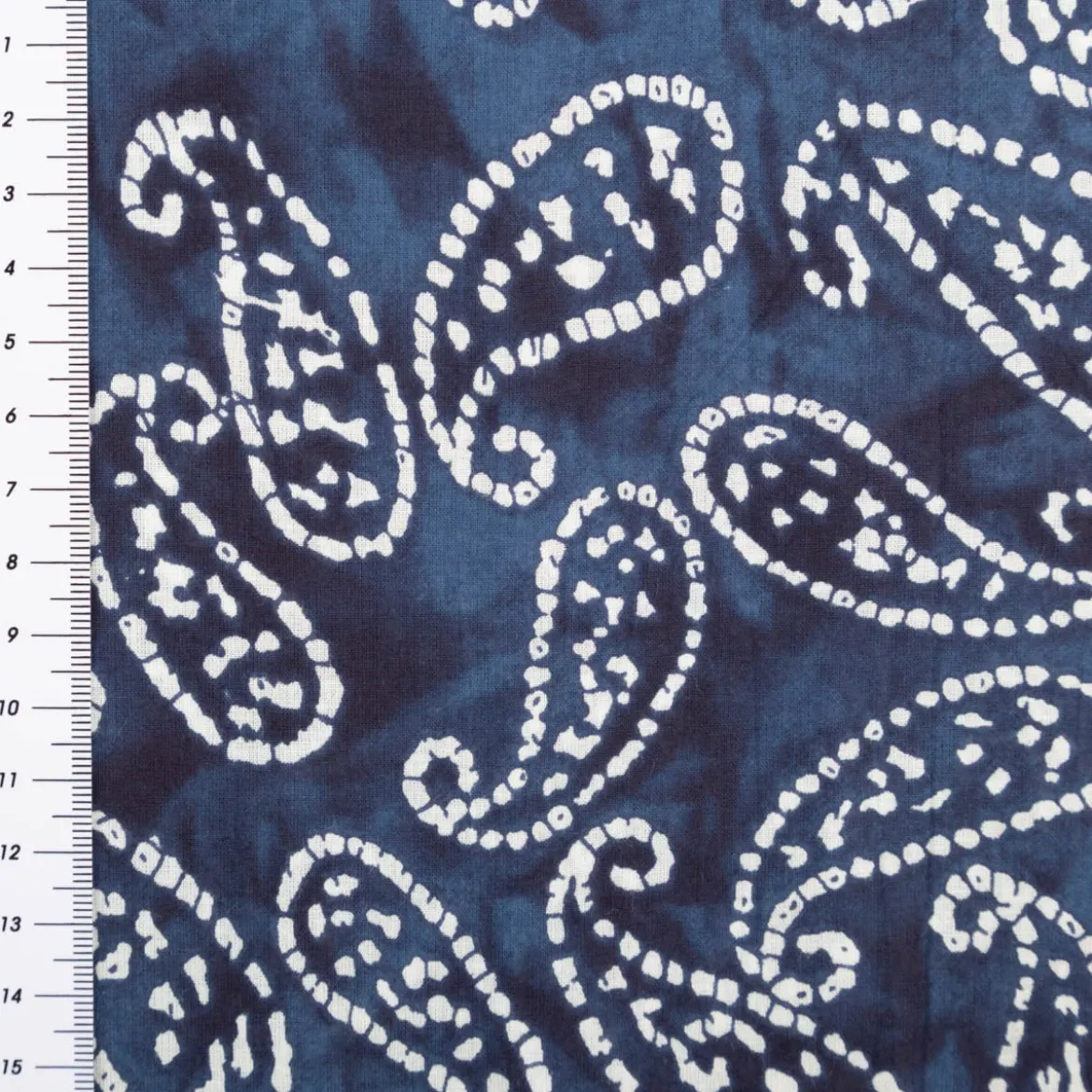 Baumwollstoff Voile Sommerdruck Paisley Indigioblau 1,40m Breite