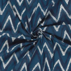 Baumwollstoff Voile Sommerdruck ZickZack Indigioblau 1,40m Breite