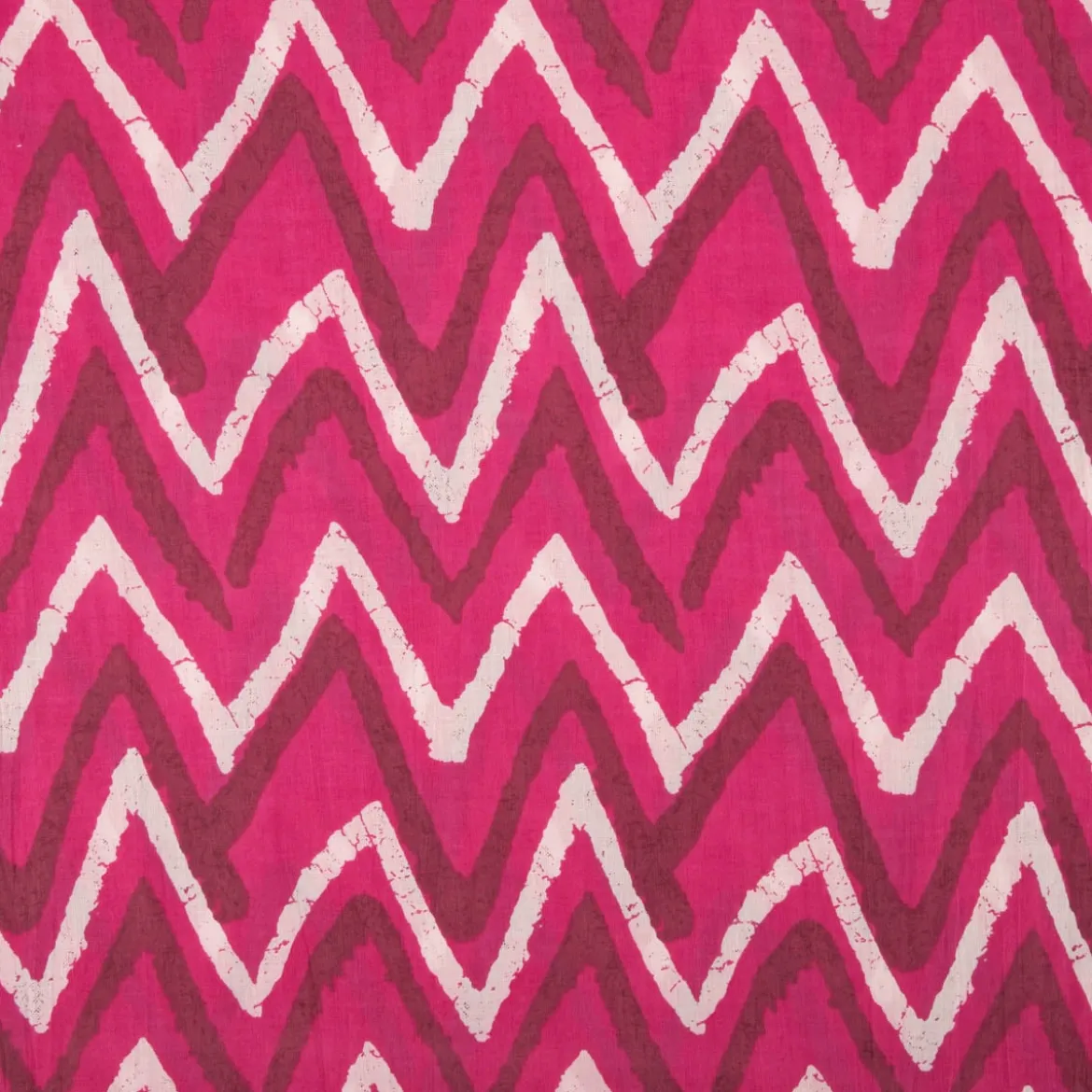 Baumwollstoff Voile Sommerdruck ZickZack Pink 1,40m Breite