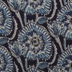 Baumwollstoff Voile Sommerdruck Blumen Indigioblau 1,40m Breite