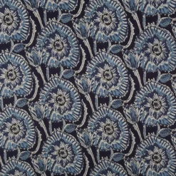 Baumwollstoff Voile Sommerdruck Blumen Indigioblau 1,40m Breite