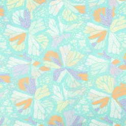 Baumwollstoff Voile Sommerprint türkis gelb llila orange 1,40m Breite