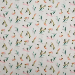 Baumwollstoff Voltige Vögel ecru rosa blau grün 1,47m Breite