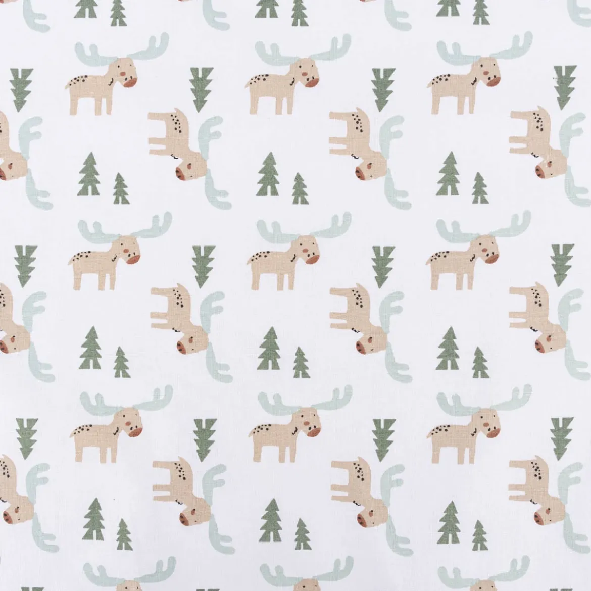 Baumwollstoff Webware Elan Elch Tannenbaum weiß braun grün 1,47m Breite