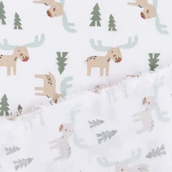 Baumwollstoff Webware Elan Elch Tannenbaum weiß braun grün 1,47m Breite