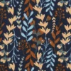 Baumwollstoff Webware Feia Blätter Ranken blau rost beige 1,47m Breite