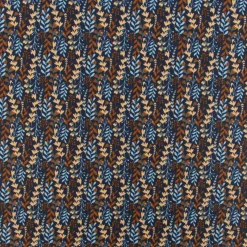 Baumwollstoff Webware Feia Blätter Ranken blau rost beige 1,47m Breite