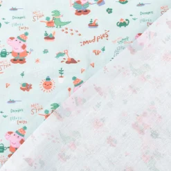 Baumwollstoff Webware Peppa Wutz Schorsch Dino mint bunt 1,4m Breite