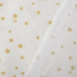 Baumwollstoff Webware Weihnachten Sterne creme goldfarbig 1,45m Breite