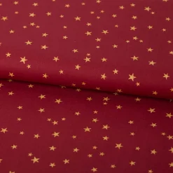 Baumwollstoff Webware Weihnachten Sterne bordeaux rot goldfarbig 1,45m Breite