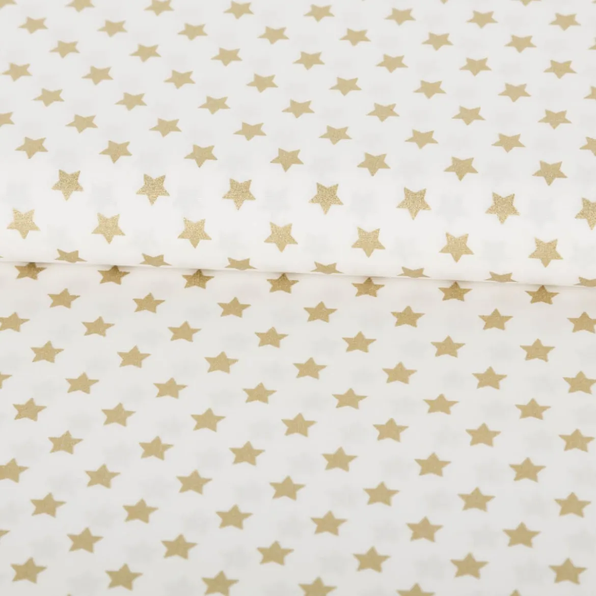 Baumwollstoff Webware Weihnachten Sterne wollweiß goldfarbig 1,45m Breite