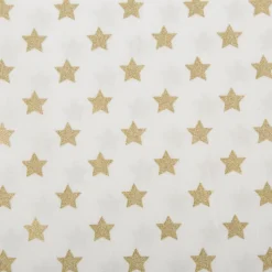 Baumwollstoff Webware Weihnachten Sterne wollweiß goldfarbig 1,45m Breite
