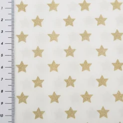 Baumwollstoff Webware Weihnachten Sterne wollweiß goldfarbig 1,45m Breite
