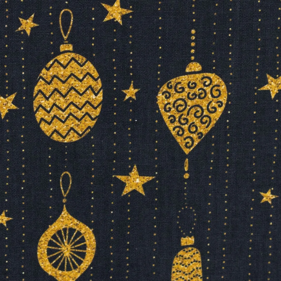 Baumwollstoff Webware Weihnachten Weihnachtshänger schwarz goldfarbig 1,45m Breite