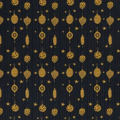 Baumwollstoff Webware Weihnachten Weihnachtshänger schwarz goldfarbig 1,45m Breite
