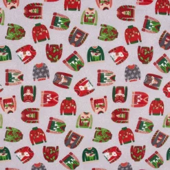 Baumwollstoff Weihnachten Weihnachtspullover grau bunt 1,40m Breite