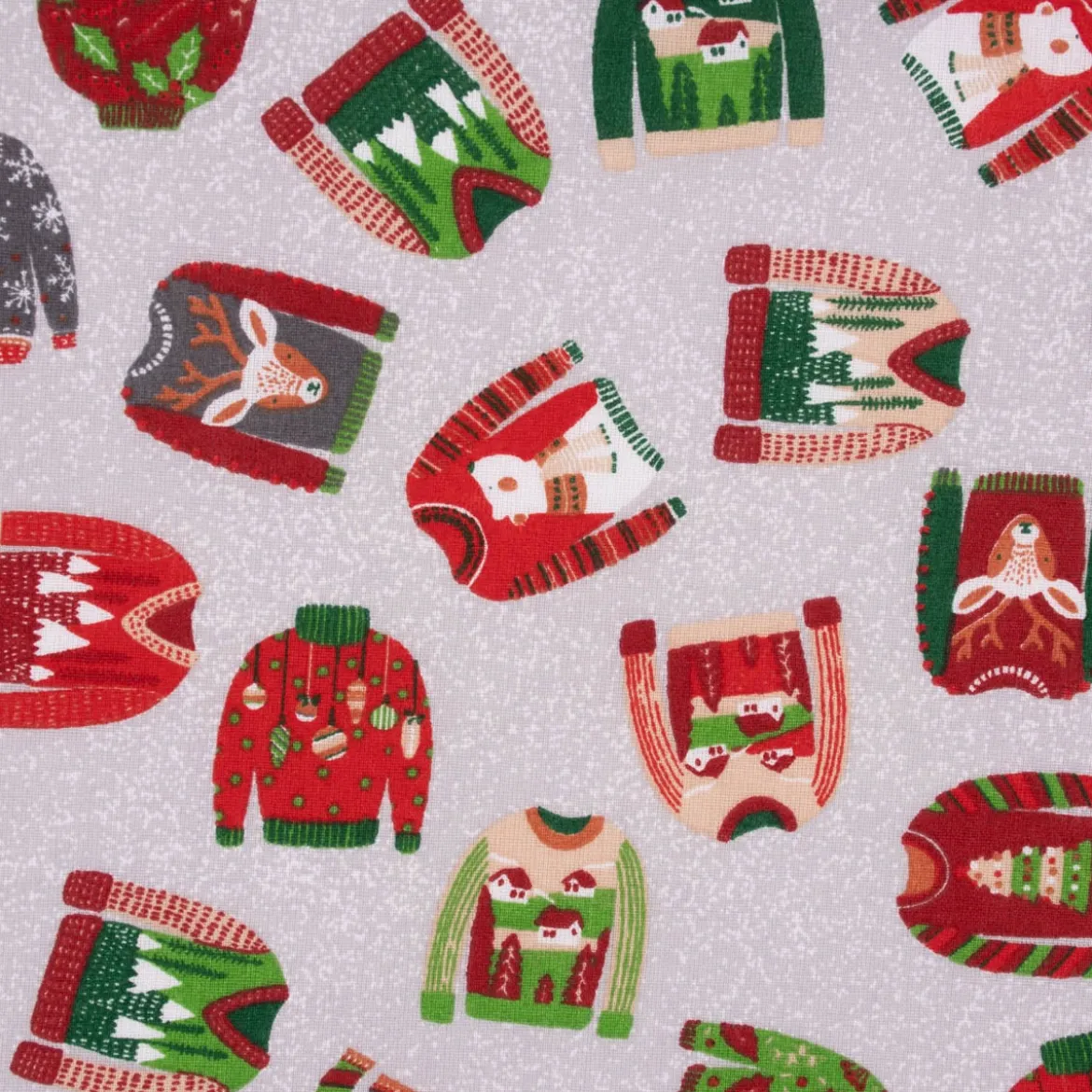 Baumwollstoff Weihnachten Weihnachtspullover grau bunt 1,40m Breite