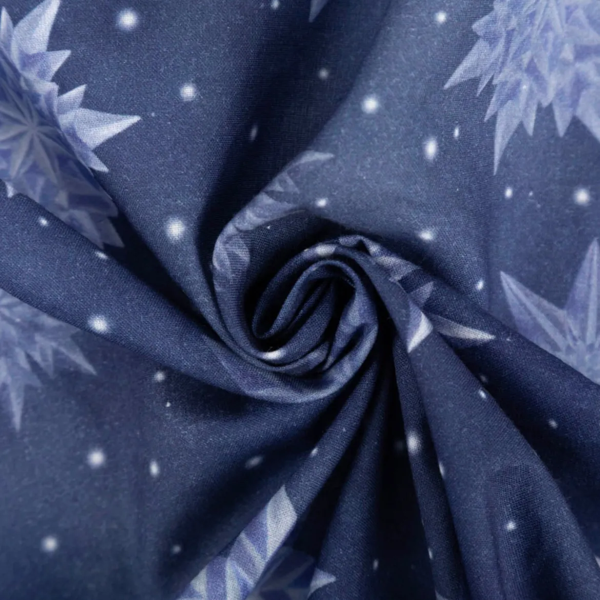 Baumwollstoff Weihnachtsstoff PopelineI Ice Star Frozen blau 1,40m Breite