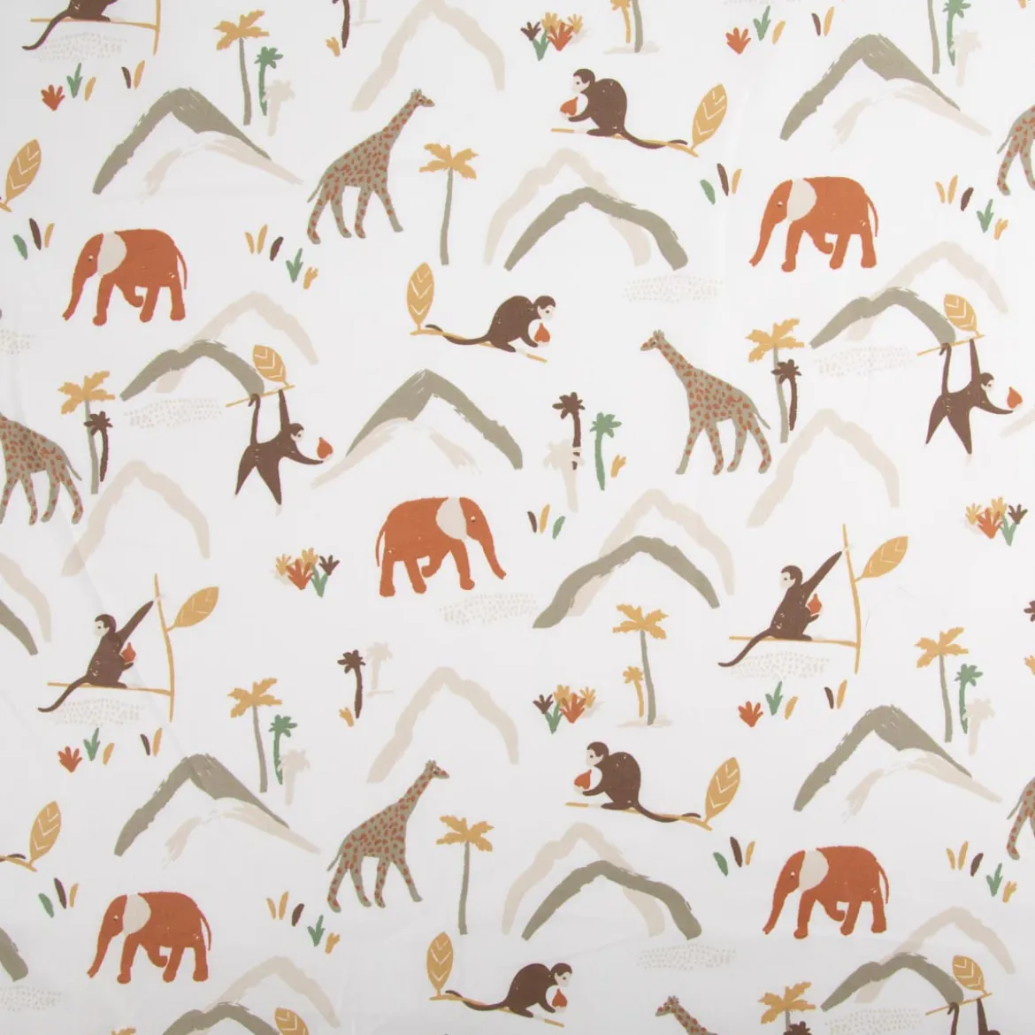 Baumwollstoff Zambia Tiere aus Afrika creme braun 1,47m Breite
