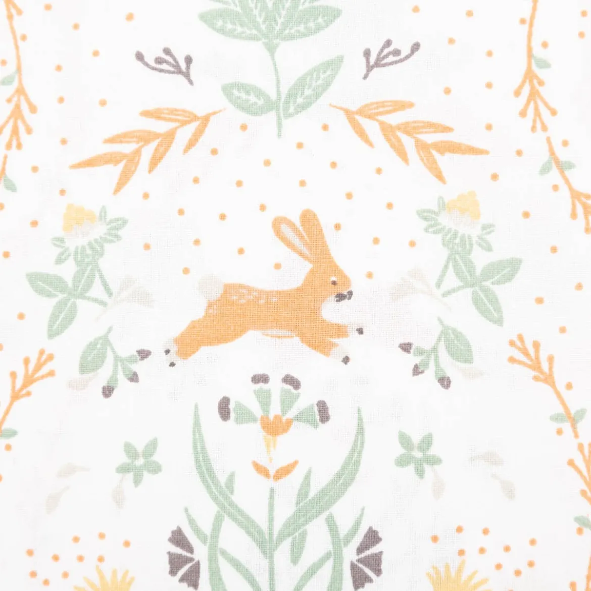Baumwollstoff Zekia Hase Vogel Blumenornamente ecru 1,47m Breite