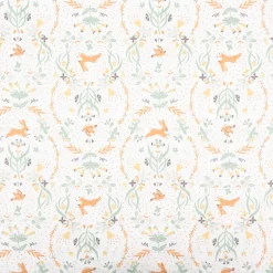 Baumwollstoff Zekia Hase Vogel Blumenornamente ecru 1,47m Breite