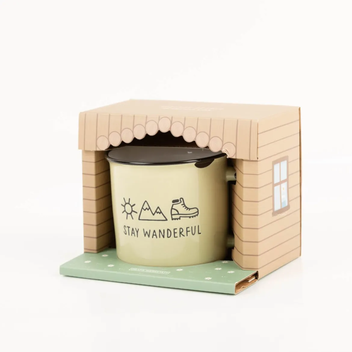 Becher Vintage Bergglück stay wanderful von Grafik Werkstatt