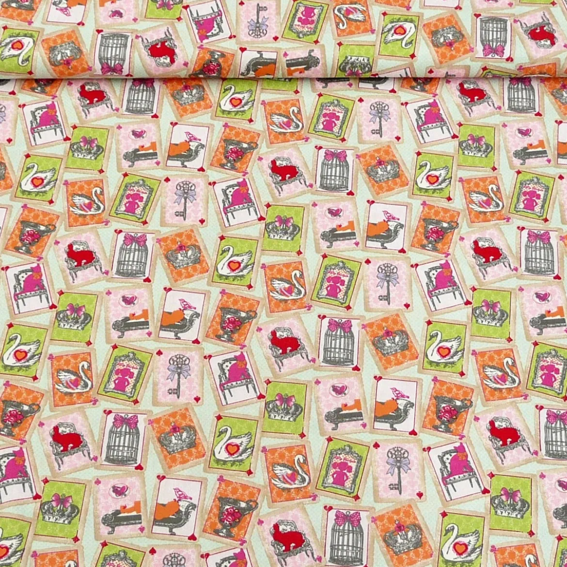 Bekleidungsstoff Baumwolle Party in Wonderland mint