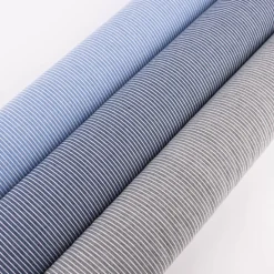 Bekleidungsstoff Baumwoll-Mischung leichte Webware Rayus Streifen marineblau weiß 1,45m breit