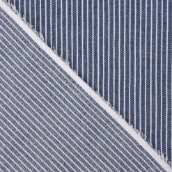 Bekleidungsstoff Baumwoll-Mischung leichte Webware Rayus Streifen marineblau weiß 1,45m breit