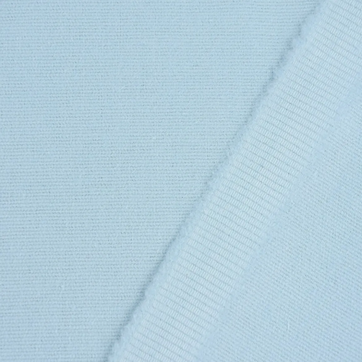 Bekleidungsstoff Baumwollstoff Flanell dünn uni hellblau 1,42m Breite