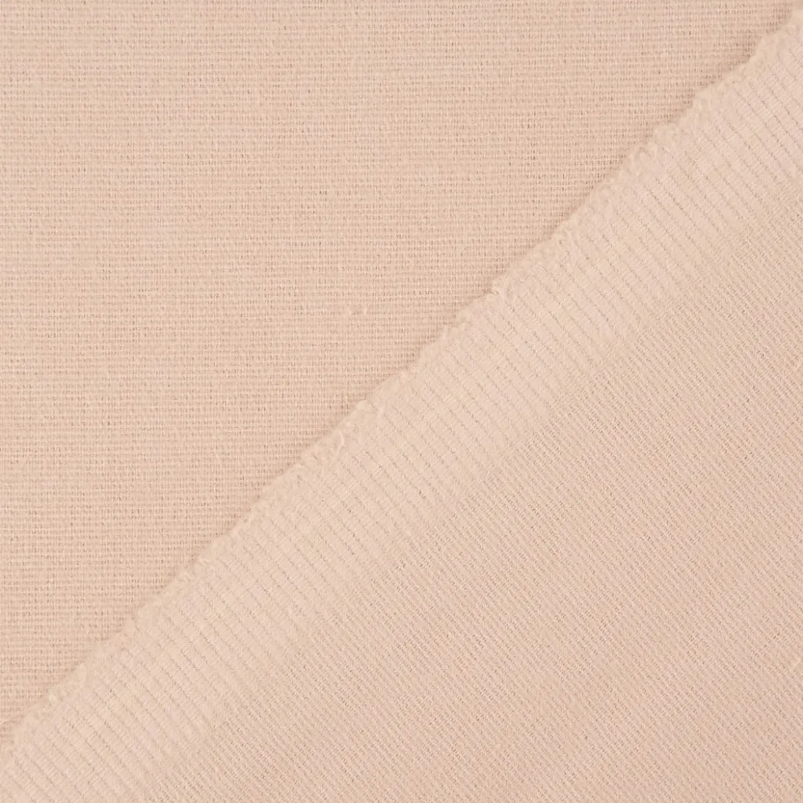 Bekleidungsstoff Baumwollstoff Flanell dünn uni beige 1,42m Breite